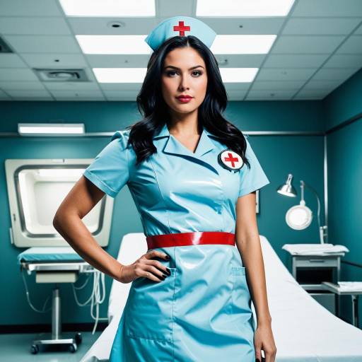 Confident Nurse in Edgy Vinyl Uniform