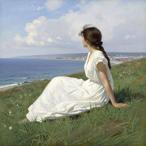 Serene Young Woman by the Ocean