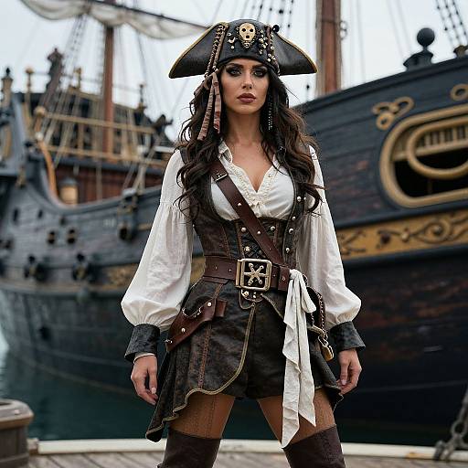 Pirate Queen in Front of Ship