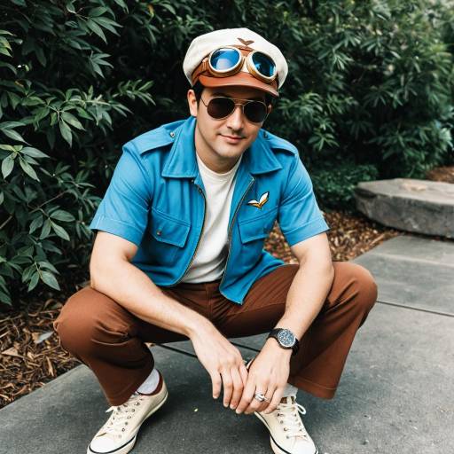 Man in Vintage Pilot Style Cosplay Outfit