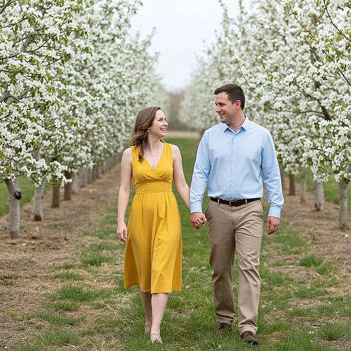 Joyful Spring Orchard Engagement Session