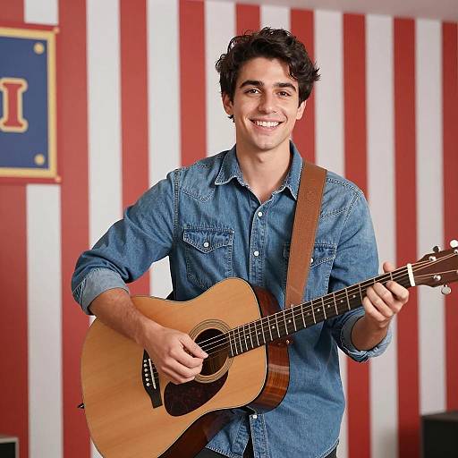 Young Man Playing Acoustic Guitar