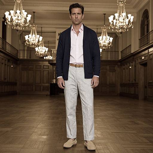 Elegant Man in Historic Ballroom