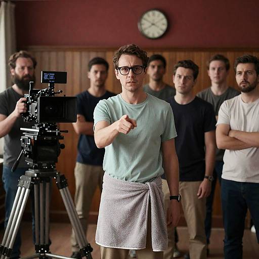 Filmmaker Pointing on Film Set