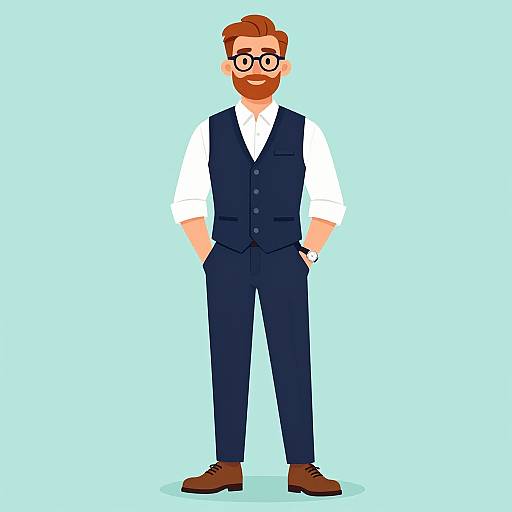 Stylish Red-Haired Man Cartoon