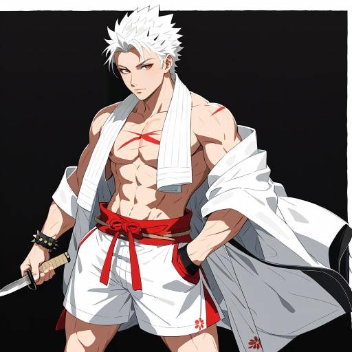 Muscular Boy in Japanese Style Outfit Muscular Boy in Japanese Style Outfit