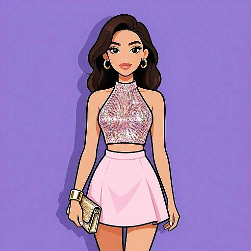 Glamorous Woman in Metallic Outfit