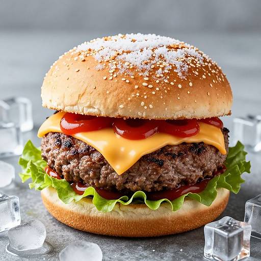 Cheeseburger with Lettuce and Ketchup