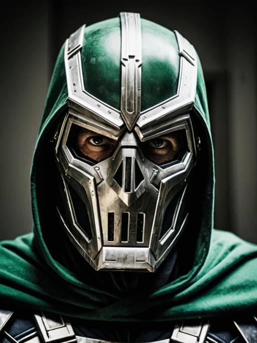 Close-Up of Man in Doctor Doom Costume