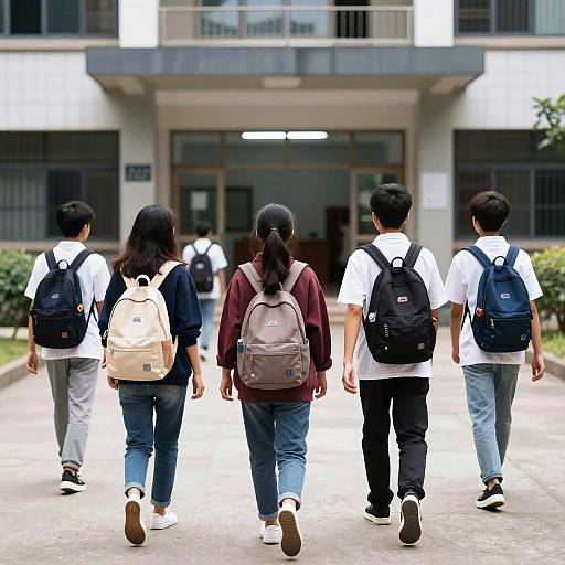 High School Students Walking to Reception