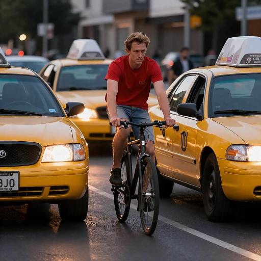 Urban Night Ride: Man on Bicycle