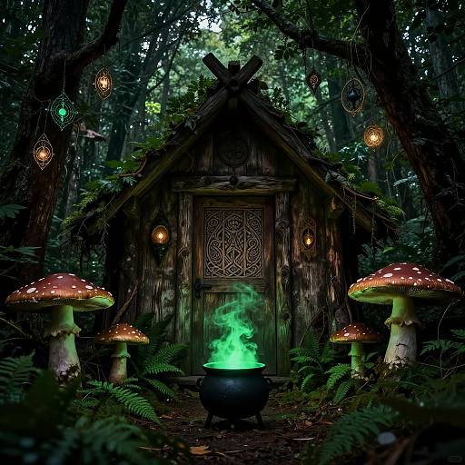 Enchanted Witch Cabin in Forest