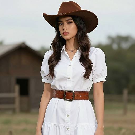 Cowgirl in White Dress