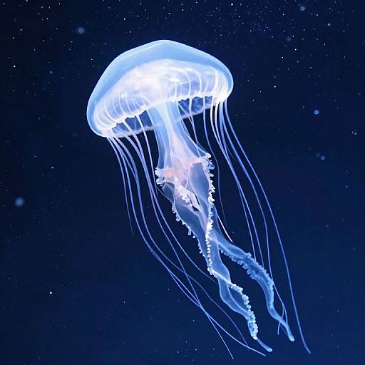 Ethereal Luminous Jellyfish Above Stars
