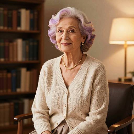 Elderly Woman with Pastel Hair Style