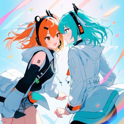 Vibrant Yuri Scene with Unique Characters