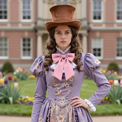 Woman in Victorian Willy Wonka Cosplay