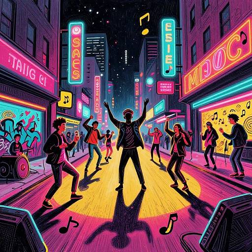 Vibrant Urban Music Nightscape