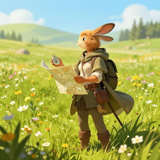 Harengon Female Adventurer in Meadow