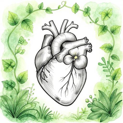 Anatomical Heart with Floral Vines