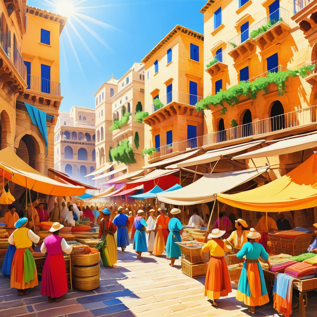 Vibrant Ancient Marketplace in Full Swing