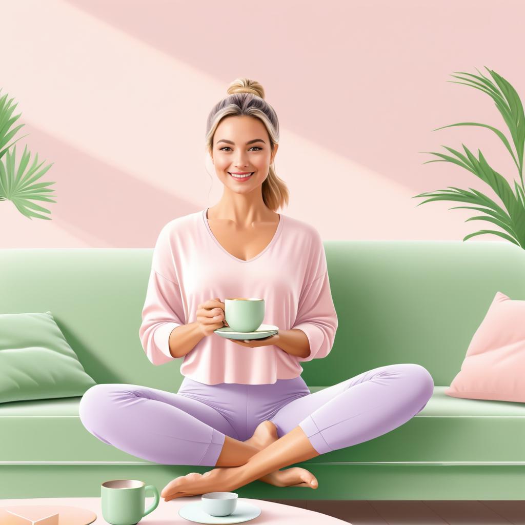 Serene Yoga Instructor in Cozy Living Room