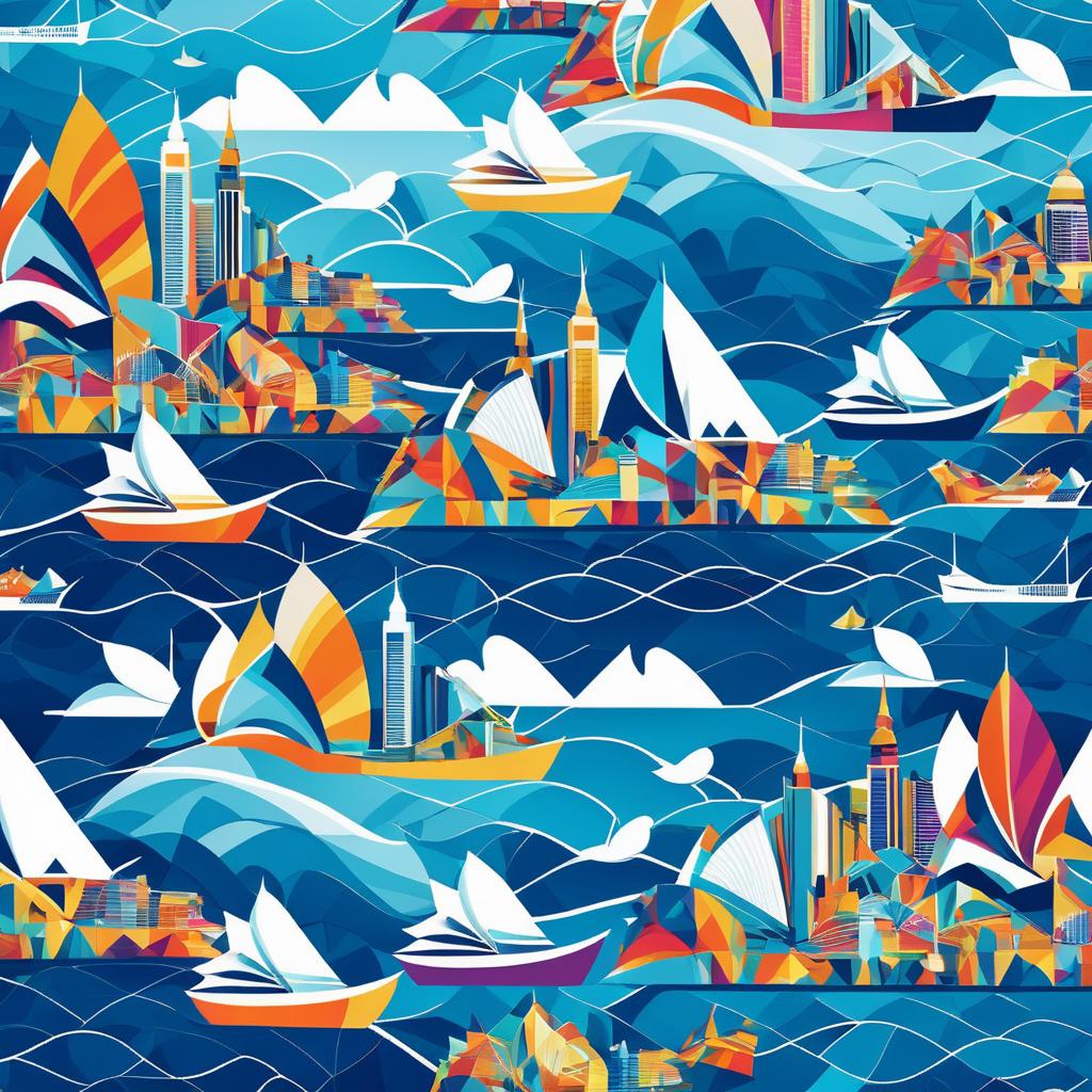 Abstract Wallpaper of Aussie and Kiwi Landmarks