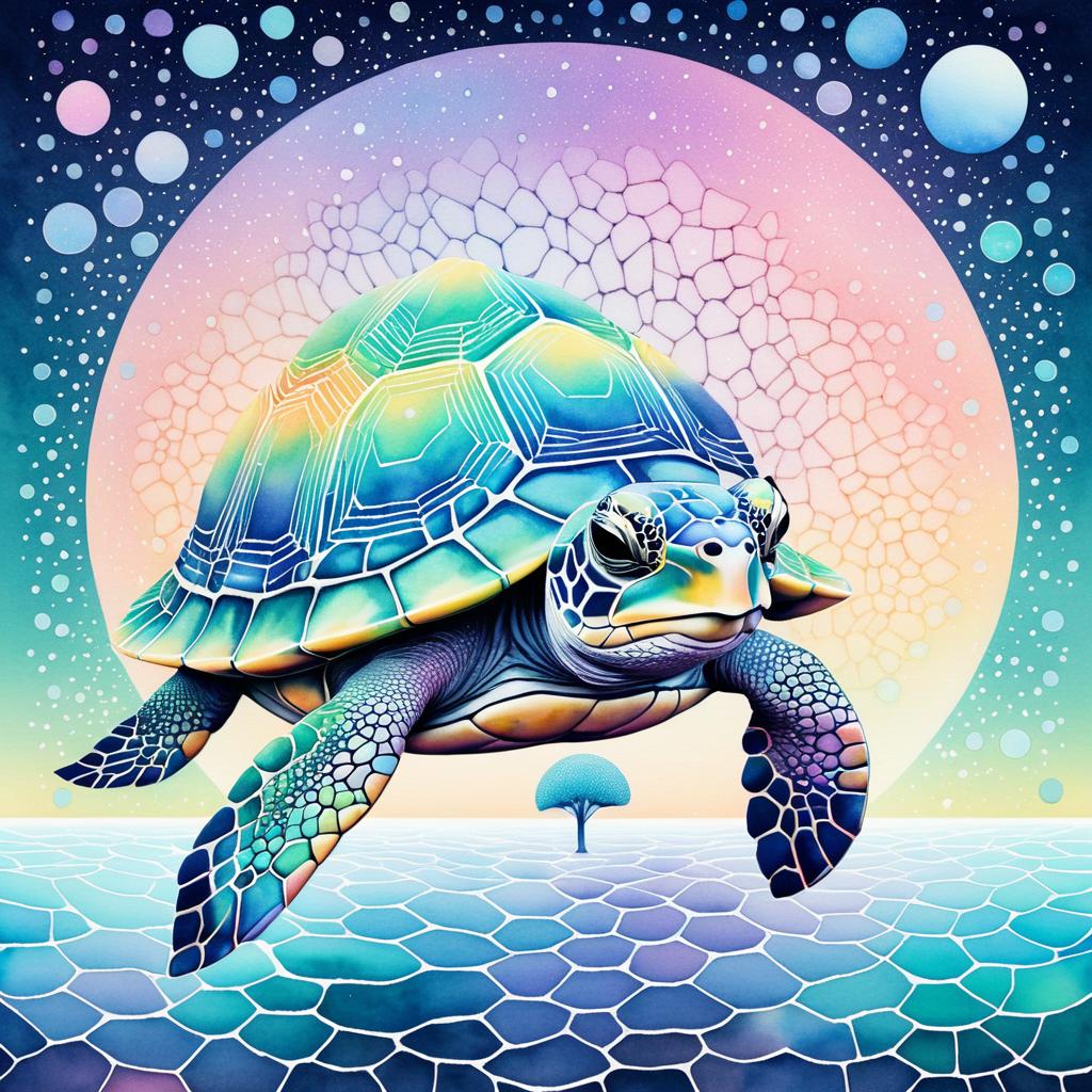 Whimsical Turtle in Soft Pastels