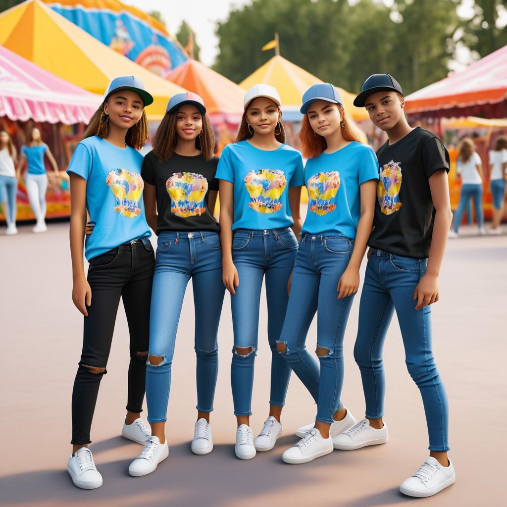 Teenagers Enjoying Carnival Games in Style