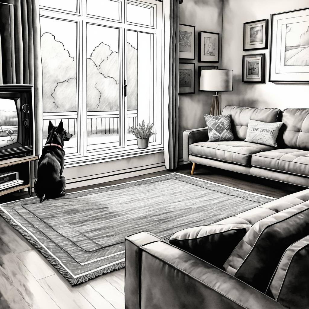 Relaxing Dog in a Cozy Living Room