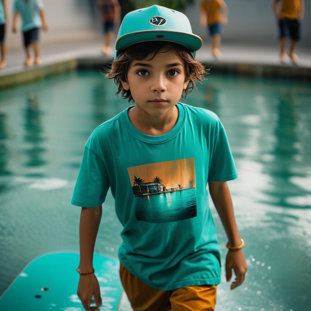 Dynamic Street Photography of Boy on Skateboard