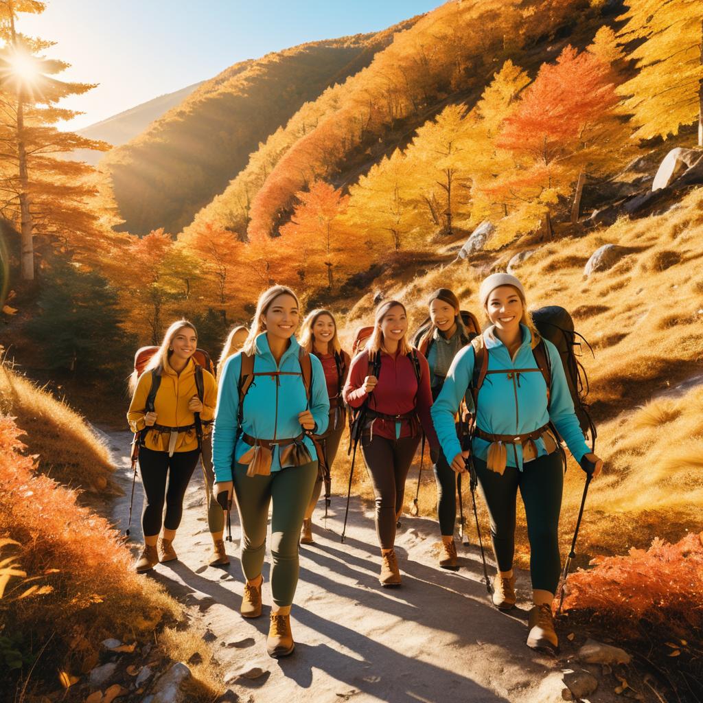 Women Hiking in Stunning Autumn Scenery