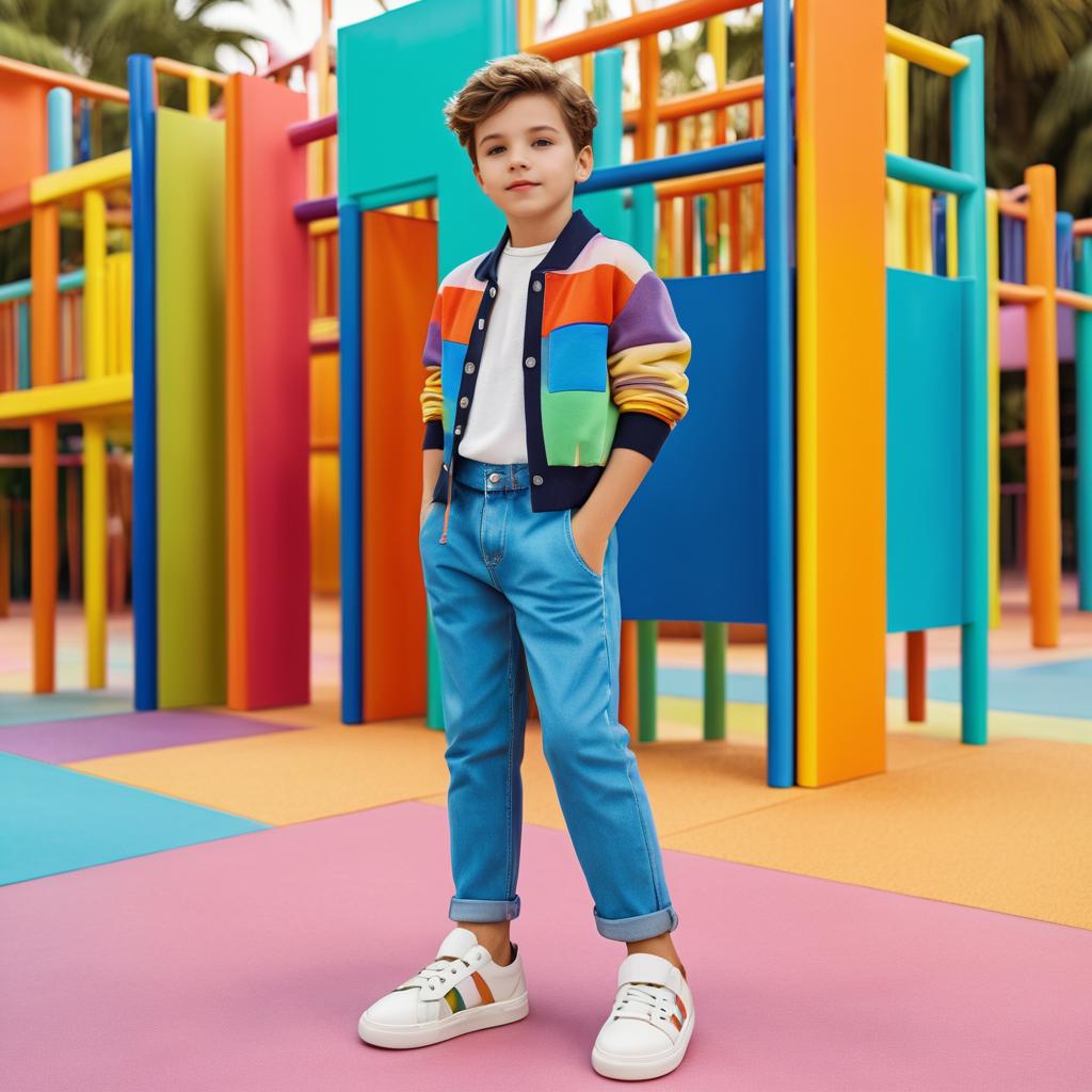 Young Boy in Stylish Playground Setting