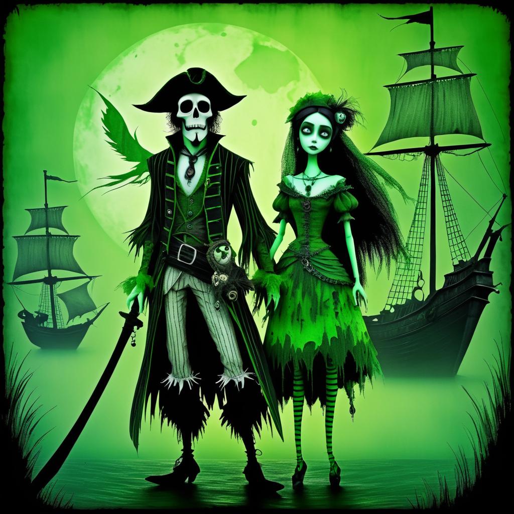 Haunting Cartoon Ghostly Pirate Art