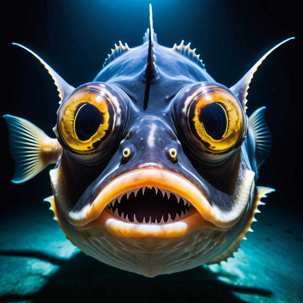 Comically Distorted Anglerfish Close-Up