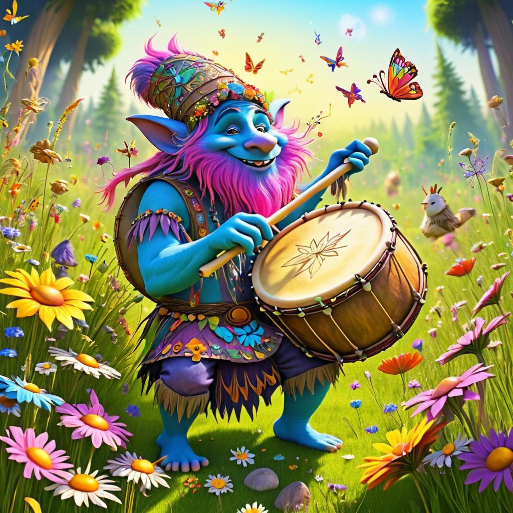 Troll Bard in a Sunlit Meadow