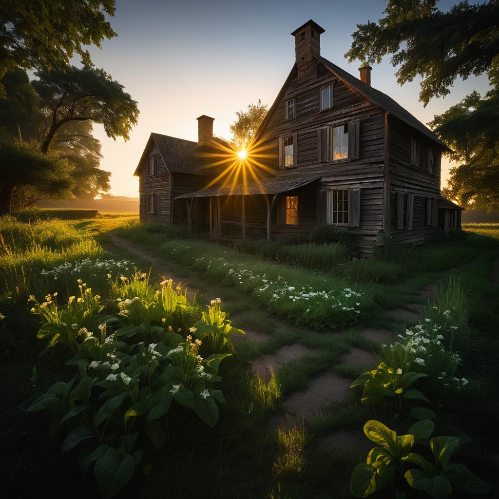 Rustic Farmhouse at Sunset Photography