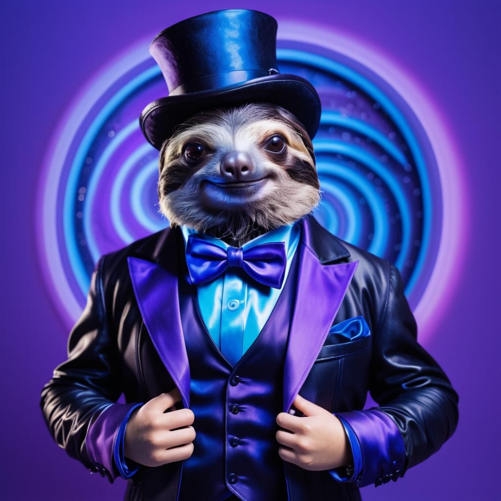 Dapper Sloth in Biker Style Portrait