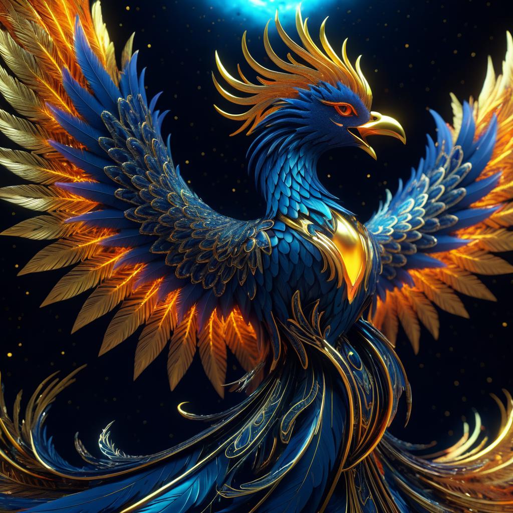 Stunning Celestial Phoenix in Surreal Detail