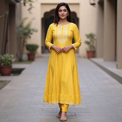 Woman in Yellow Salwar Kameez