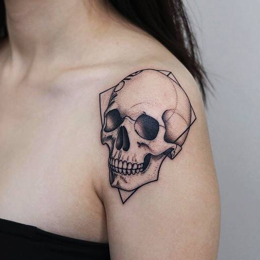 Minimalist Geometric Skull Shoulder Tattoo