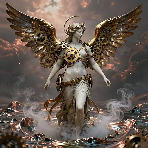 Steampunk Birth of Venus Goddess