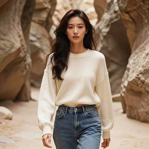 Photorealistic Woman in Canyon Scene