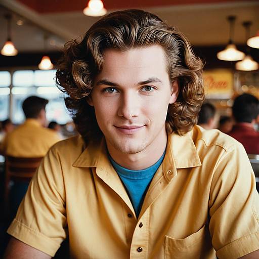 Young Man in Retro Diner Attire
