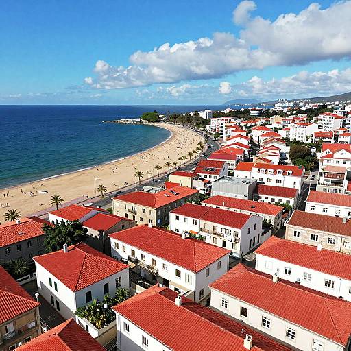 Vibrant Aerial Coastal Town View