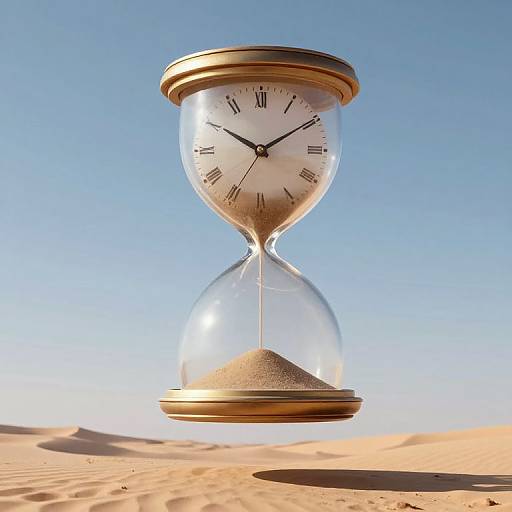 Surreal Floating Clock in Desert Sky