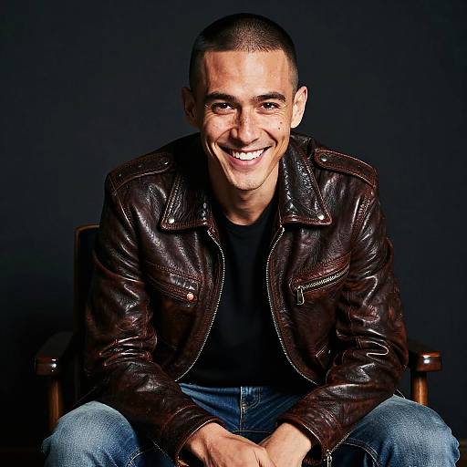 HDR Smiling Man in Leather Jacket