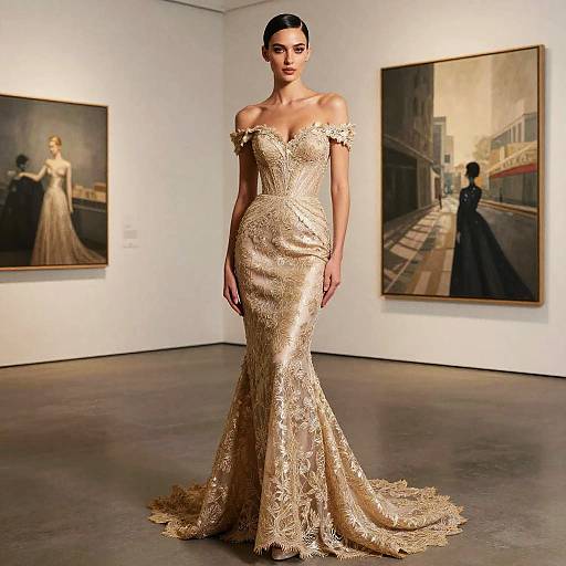 Modern Luxury Fashion in Art Gallery