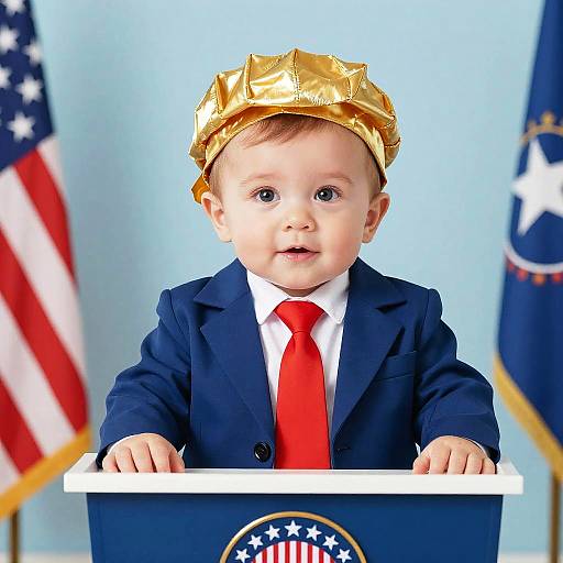 Adorable Toddler in Baby Trump Costume