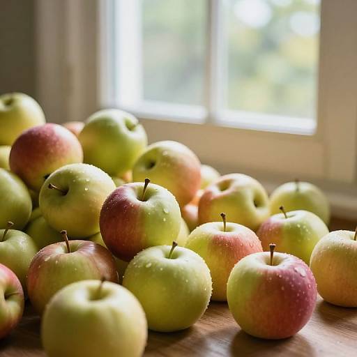 Sunlit Room with Abundant Apples